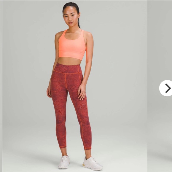 605. NWOT - Lululemon Invigorate High Rise Tight 25” Crackle Vintage Orange - Picture 3 of 9